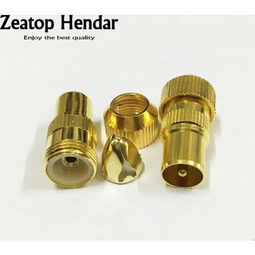 50pcs Gold Male TV Aerial Connector RF Coax Cable Plug Freeview Coaxial Adapter
