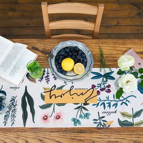 Fashion Home Pastoral style Plant flower patterncotton table runner Table flag and Placemat table cover 02