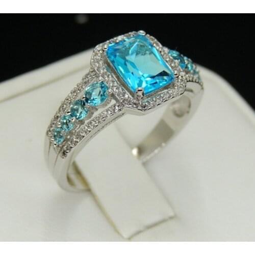 Luxury Exquisite S925 Blue Main Stone Oval GeometricJewelry Ladies Engagement Wedding Gift Ring