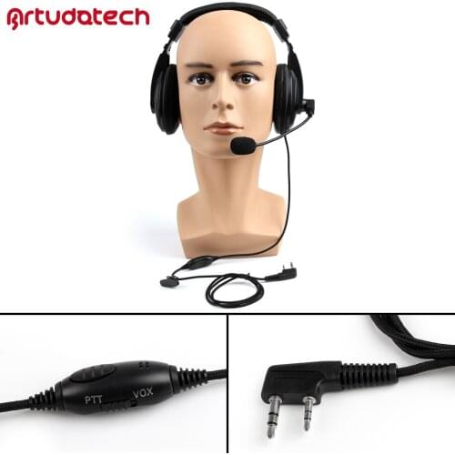 Artudatech For Kenwood For Puxing For Baofeng Radio Heavy Duty Overhead Headset Boom Mic PTT