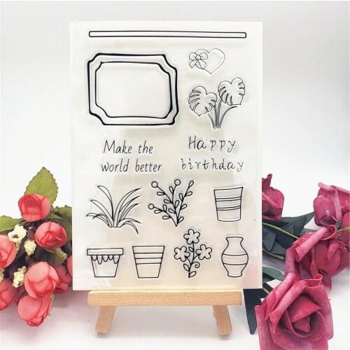 Hot selling flower pot alphabet transparent clear stamp / silicone seal roller stamp DIY scrapbook album / card production