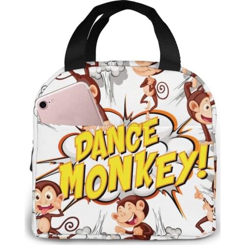Insulated Lunch Bag Thermal Comic Speech Bubble With Dance Monkey Tote Bags Cooler Picnic Food Lunch Box Bag