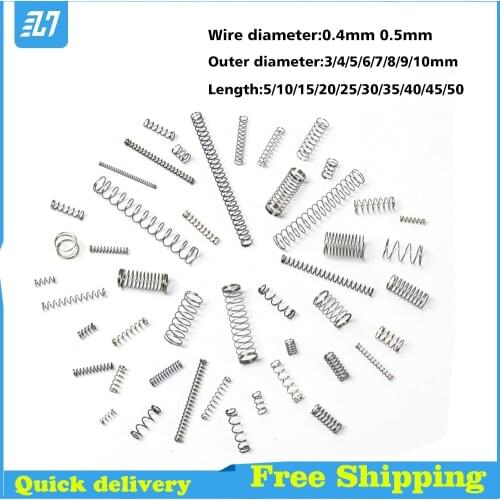Wire Dia 0.4 0.5 Compression Compressed Return Pressure Spring 304 Stainless Steel 3 4 5 6 7 8 9 10mm 10pcs