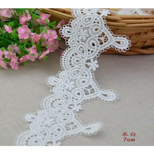 1 Meter per Lot 7.0CM Width Off White Top Quality Embroidery Water Soluble Lace Trim diy Clothes Accessories