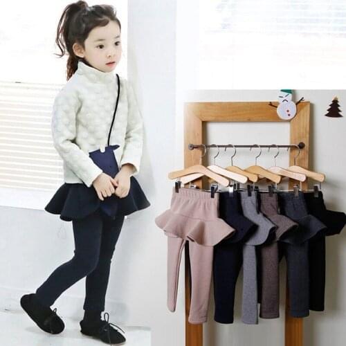 Pure Color Girls Pants Kids Leggings 2-10Y Children Clothing Spring Autumn Cotton Leggings Warm Baby Girl Skirt-pants