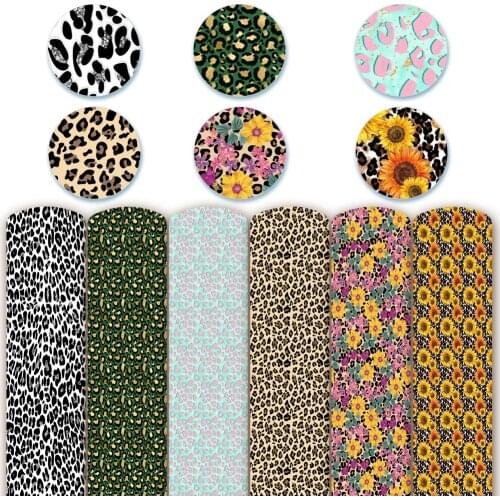 Faux Leather Sheet Colored Leopard Print Synthetic Leather Printed Vinyl Fabric DIY Handbag Bow Making Supplies 0.6mm 22*30cm/Pc