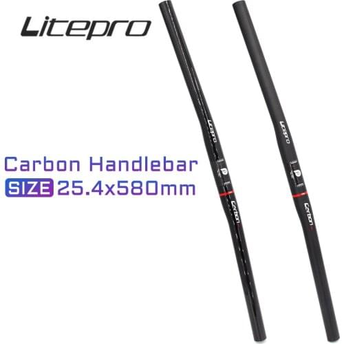 LITEPRO BMX Folding Bike Carbon Fiber Bicycle Handlebar 25.4mm * 580mm Ultralight Horizontal Handlebar Folding Bike Part Cycling