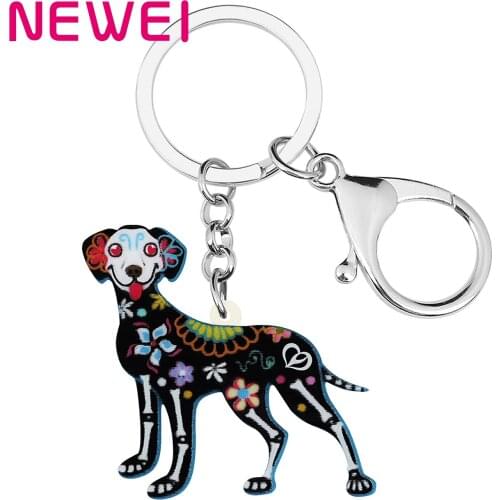 NEWEI Acrylic Sweet Halloween Flowers Skull Skeleton Smile Dogs Key Chain Ring Fashion Keychains Gift Jewelry For Women Girls