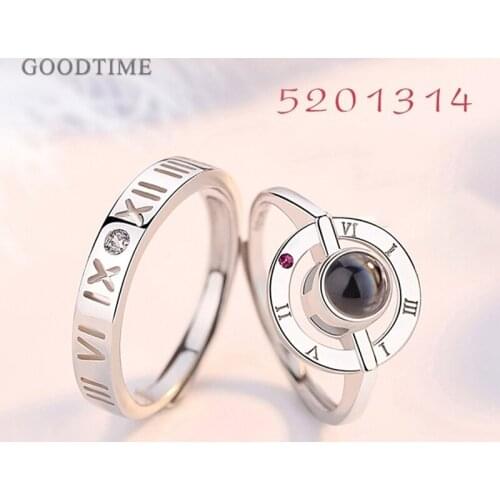 Fashion Couple Lovers 100% Real 925 Sterling Silver Rings Wedding Bridal Ring Jewelry Projection I Love You Rings Valentine Gift
