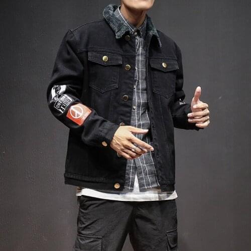 Mens 2020 Autumn Winter Denim Jacket With Fur Single Breasted Fleece Thicken Outerwear Cowboy Jean Coats For Youth People #950