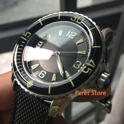 Corgeut 45mm mens watch black dial Business Clock Luxury brand Luminous Automatic Mechanical wristwatches