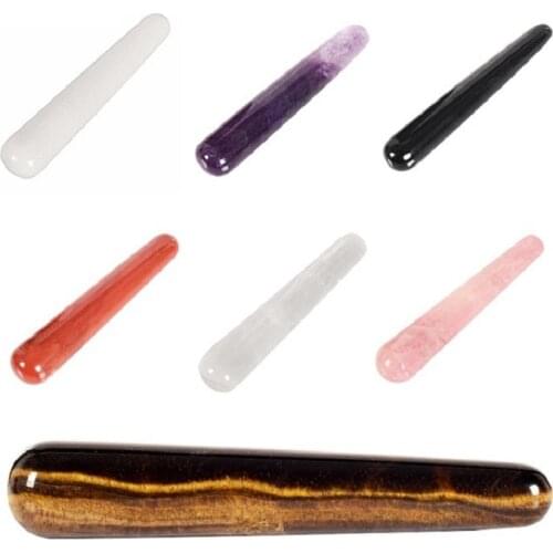 Natural Crystal Massage Wand Scrapping Plate Amethyst Rose Quartz Stone Body Face Massager Acupoints Body Massager Rod Stick