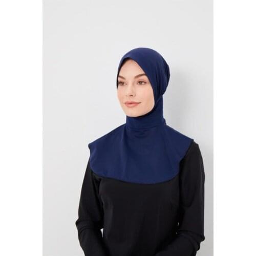2021 New Fashion Navy Blue Swim Scarf Swim Cap Solid Color Islamic Turban Cap For Women Full Cover Hijab Women Modest