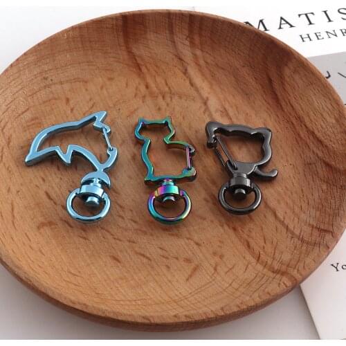 New design Rainbow color Swive Alloy Snap Clasp Charm Keychain Keyring Swivel Clasp Ring keychain DIY Accessories 10pcs