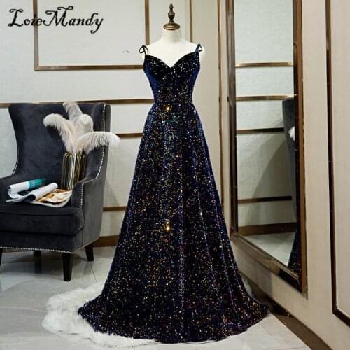 Charming V-neck Formal Evening Dresses Long 2021 Elegant Spaghetti Strap Backless Special Occasion Gown For Women Prom Gowns