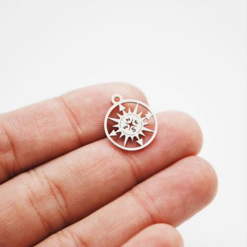 Wholesale 30pc/lot DIY Stainless Steel Charms Polished Compass Pendant Jewelry Components Girls Women Making Jewelry