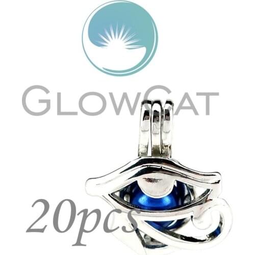 20x Wedjat Eye of Horus Beads Cage Perfume Diffuser Aroma Oyster Pearl Cage Locket Pendant KK974