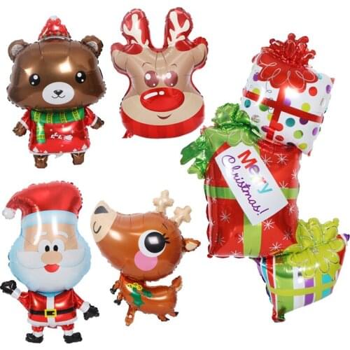 Christmas Gift Balloon Santa Claus Aluminum Foil Elk Hydrogen Balloon Holiday Party Atmosphere Decoration Aluminum Foil Balloon