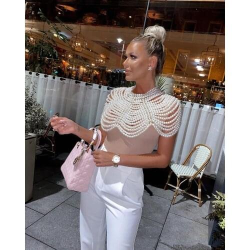 Free shipping 2020 new high quality trendy vintage gorgeous pearl shawl purely handmade celebrity party club elegant shawl