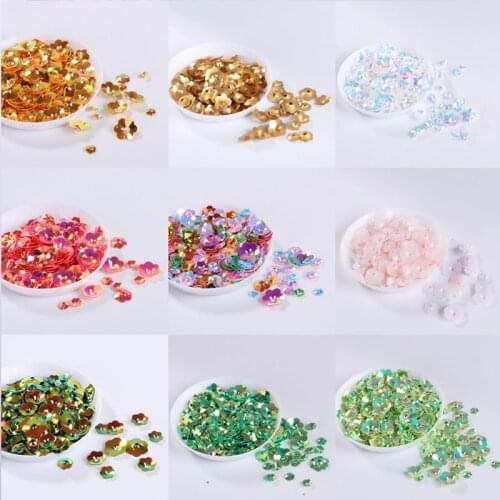 10g mixed size golden concave plum blossom sequins ornaments hand-made DIY pearl sequins nightclub clothing accessories