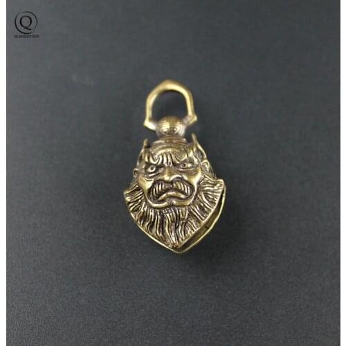 Vintage Brass Zhong Kui Chinese Masterof Ghost Bell Keychain Pendants Jewlery Lucky Weath World Peace Punk Men Keyrings Hangings