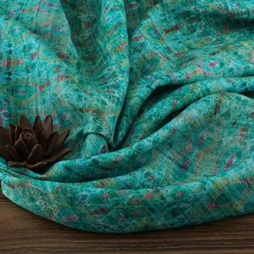 High quality pure ramie fabric Summer Lishui printing tissus High-end dresses and gowns material