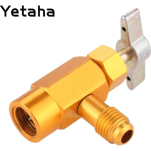 Yetaha 1Pcs R134A Refrigerant Bottle Opener Can Tap Dispensing Valve 1/4SAE Brass Threaded Adapter High Quality