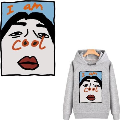 Big size funny comedy characters sticker on clothes cartoon cool large patches for clothing transfert thermocollants t-shirt