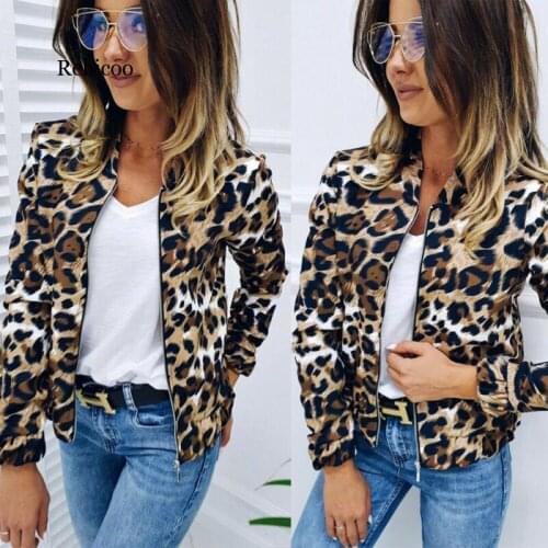 Autumn Leisure Comfort Women Ladies Leopard Printed Jackets Autumn Warm Female Zipper Stitch Trendy Girls Jacket