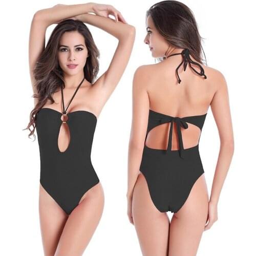 Halter Swimwear for Women One Piece Plus Size Swimsuit 2021 Push Up Bathing Suit Female High Cut Swim Suit Bandage Hollow L-XXXL