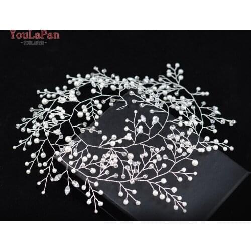 YouLaPan HP120 Handmade Pearl Bridal Headband Crystal Headpiece Fashion Women Hair Vine Bridesmaid Wedding Hair Accessories