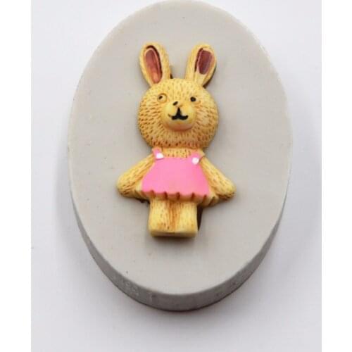 1PCS Rabbit Shape Silicone Fondant Cake Decoration Mold Handmade Soap Candy Chocolate Mold