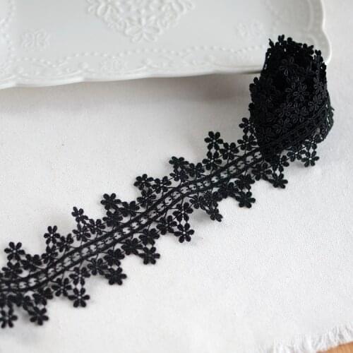 3meters/lot 5.3cm Wide Black Flower Embroidered Lace Beautiful Polyester Clothes Decoration Lace X543