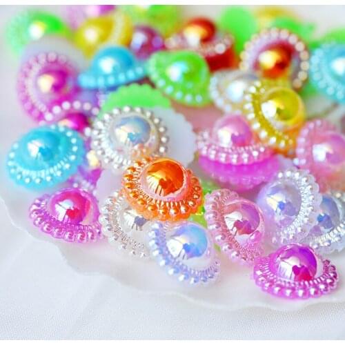 50p 12MM half round shiny ab FlatBack ABS Imitation Pearl loose beads Scrapbook Garment shoes bag hairdress phone diy Decoration