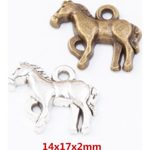 60 pieces of retro metal zinc alloy horse pendant for DIY handmade jewelry necklace making 7804