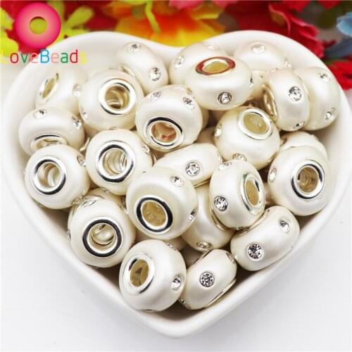 10Pcs Big Hole Color Round Rhinestone Crystal Glass Beads Spacer Bead Charm Fit For DIY Jewelry Pandora Bracelet Necklace Murano