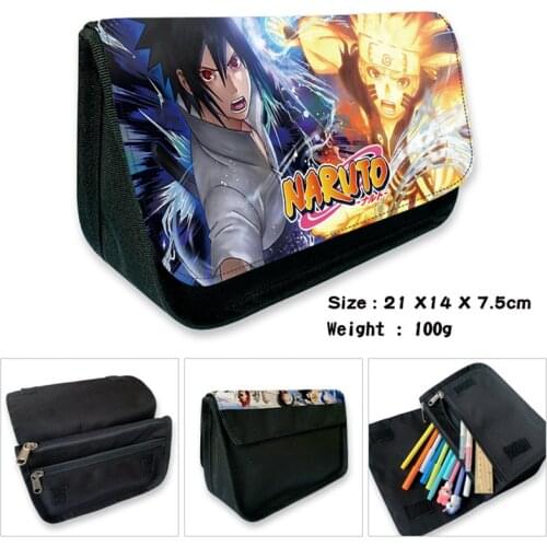 Naruto Anime Figures Toys Pencil case Student School Supplies Anime Stationery Box Uchiha Sasuke Child Study Bag birthday Gift