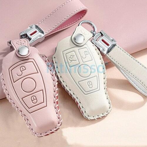New Hot Sale Leather Car Key Cover Keychain Case for Mercedes Benz CLS CLA GL R SLK AMG A B C S Class Remote Holder Accessories