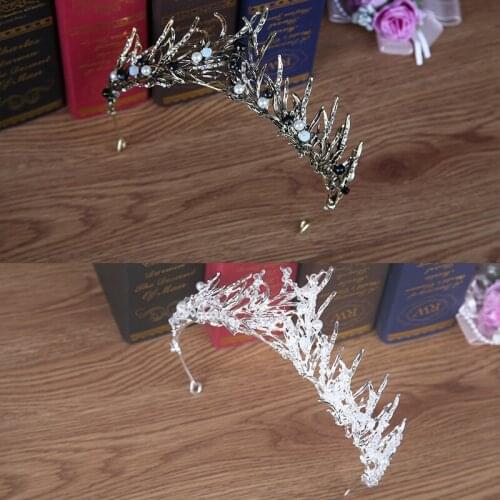 Black/Silver Bridal Crowns Crystals Handmade Tiara Bride Headbands Wedding Bridesmaid Crown Wedding Hair Accessories In Stock