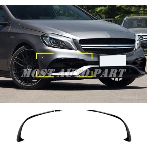 Black Front Bumper Spoiler Air Vent Cover For Mercedes Benz A Class W176 A45 AMG 2016-2018 3pcs Car Decoration Car Trim