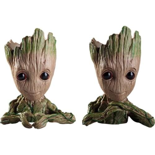 Flower Pot Baby Groot Flowerpot Cute Toy Pen Pot Holder PVC Hero Model Baby Tree Man Garden Plant Pot Groot Support Dropshipping