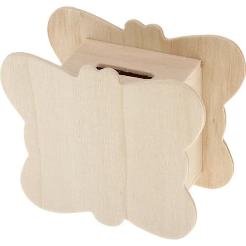 1Pcs Wood Butterflies Shaped Piggy Bank Kids DIY Craft Kits Educational Toys