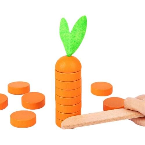 Wooden Cut Carrot Fruit Toy Montessori Stacking Parent-child Interactive Game Childrens Fine Movement Enlightenment Toy Gift