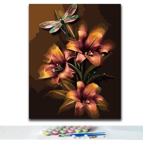 DIY Coloring paint by numbers flower paintings with kits 40x50 framed