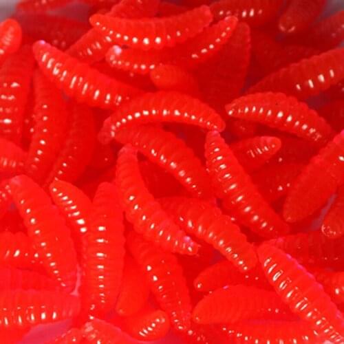 40 Pcs Fishing Bait 2cm Maggot Soft Lure Baits Worms Glow Shrimps Fishing LuresNew