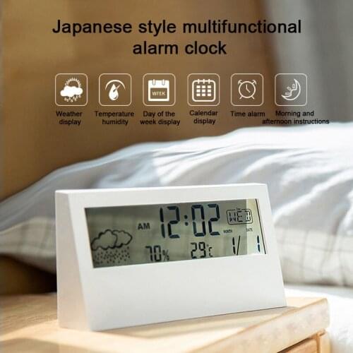 LCD Electronic Clock Simple Thermometer And Hygrometer Weather Forecast Timing Transparent Bright Electronic Alarm Clock