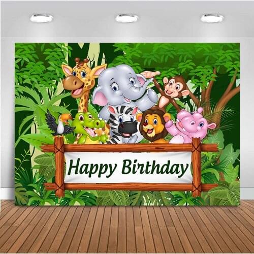 Newback Safari Party Jungle Backdrop for Photography Forest Happy Birthday Party Decoration Background for Photo Shoot Studio