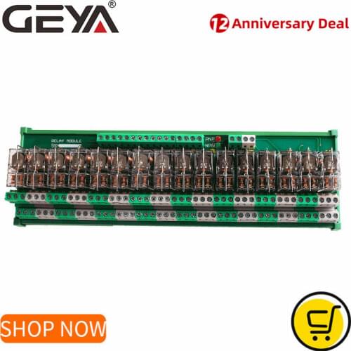 GEYA NG2R 16 Channel Relay Board 1NO 1NC Din Rail Relay Module Original Omron Relay Plug