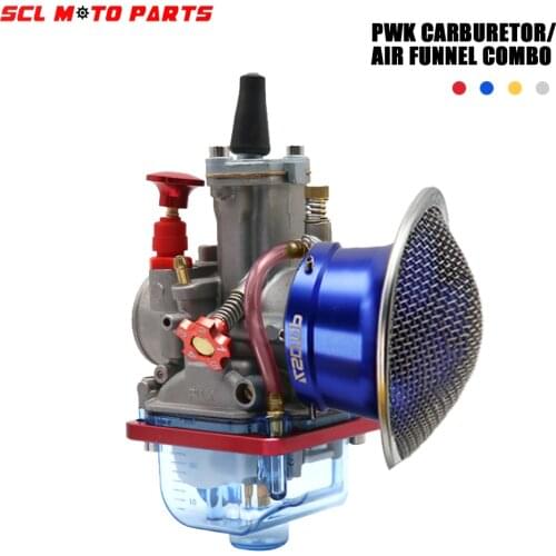 ALconstar-Carburetor 32 34mm Keihi PWK Motorcycle Carb Transparent Float Bowl + 55mm Air Filter Cup For ATV Buggy Quad Dirt Bike