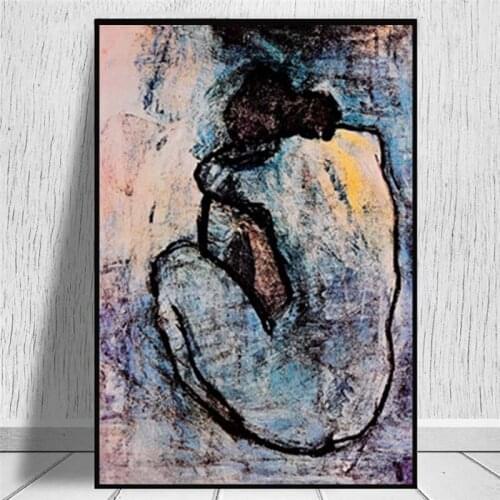Maison Rouge Blue Nude by Pablo Picasso Oil Painting on Canvas Cuadros Posters and Prints Wall Picture for Living Room Decor